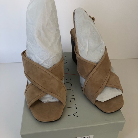 Sole Society JOREE FLARE HEEL CROSS SANDAL - Picture 2 of 5